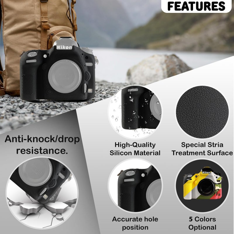 STSEETOP Camera Case for Nikon D750 - Protective Silicone DSLR Skin Cover, Detachable Cage, Shockproof, Dustproof (Black) - Image 2
